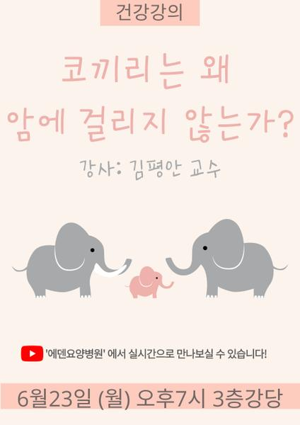 250623_김평안교수의 암시리즈 4.코끼리는 왜 암에 걸리지 않는가?_에덴요양병원 뉴스타트 건강강의 - 